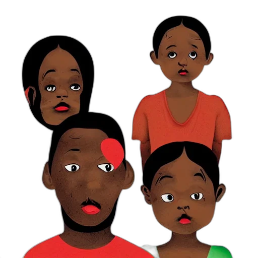 face, cartoon, concept art, 3d render, comic book art, red, poster, design transparent PNG cut-out