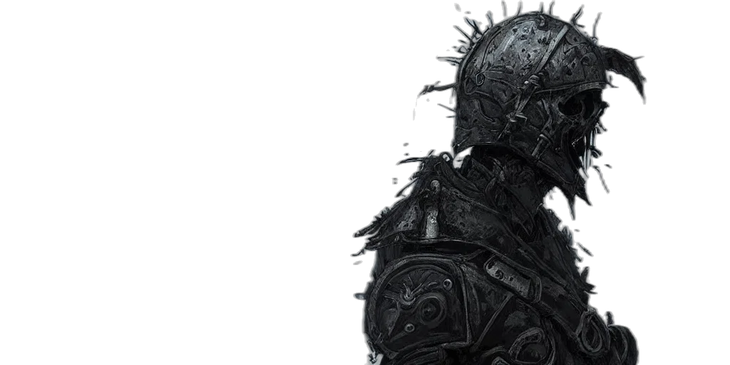 mask, face, sword, concept art, fantasy art, 3d render, photorealistic, monochrome transparent PNG cut-out