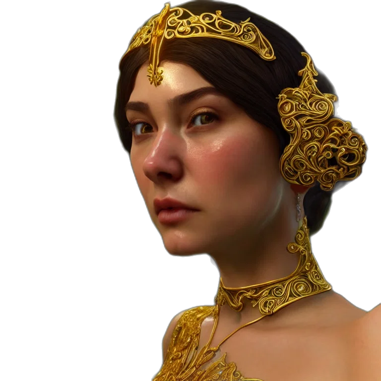 crown, jewelry, face, staff, fantasy art, photorealistic, concept art, 3d render transparent PNG cut-out