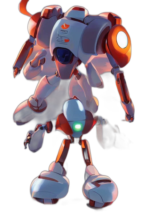 robot, weapon, concept art, pixel art, 3d render, watercolor, blue, red transparent PNG cut-out
