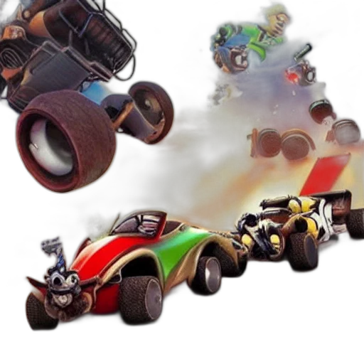 car, concept art, 3d render, mariokart, mad, max, movie transparent PNG cut-out
