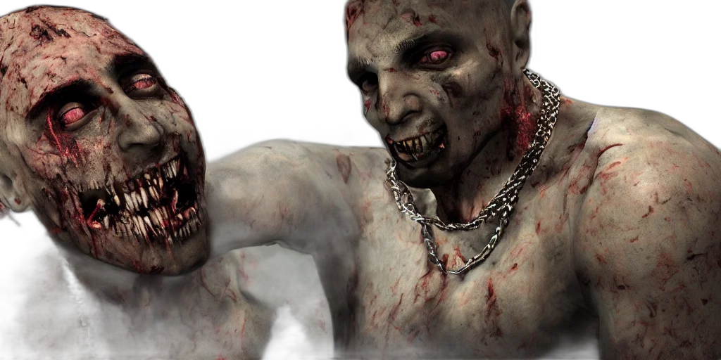 3d render, concept art, photorealistic, zombie transparent PNG cut-out
