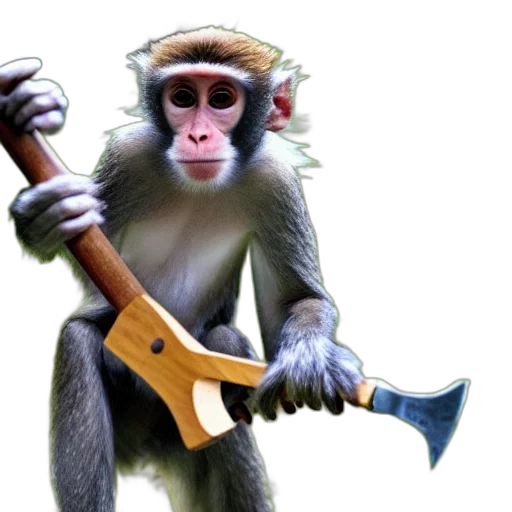 staff, animal, weapon, concept art, photorealistic, 3d render, monkey, axe transparent PNG cut-out