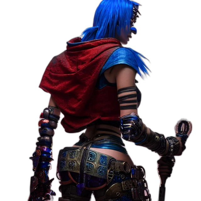 concept art, fantasy art, comic book art, cyberpunk, blue, jester, warrior, highly transparent PNG cut-out