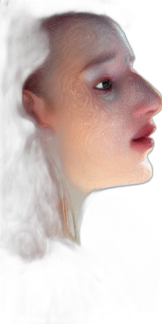 face, mask, hair, robot, photorealistic, 3d render, fantasy art, oil painting transparent PNG cut-out