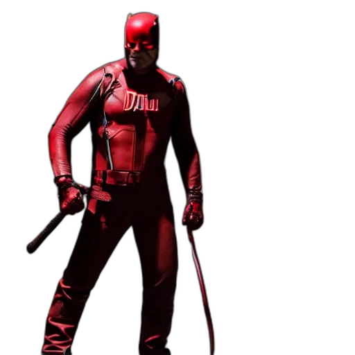 weapon, comic book art, concept art, 3d render, red, daredevil, leather, suit transparent PNG cut-out