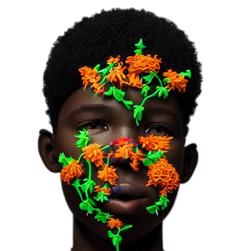 mask, face, crown, flower, photorealistic, 3d render, pixel art, concept art transparent PNG cut-out