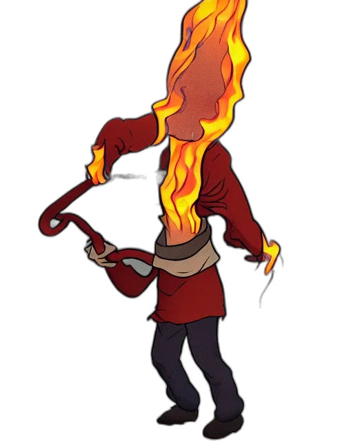 staff, jacket, mask, concept art, pixel art, cartoon, fantasy art, fire transparent PNG cut-out