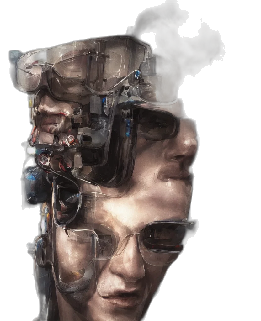 face, robot, mask, cyberpunk, concept art, comic book art, photorealistic, profile transparent PNG cut-out