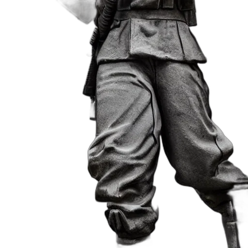 staff, jacket, weapon, sword, photorealistic, concept art, soldier, statue transparent PNG cut-out