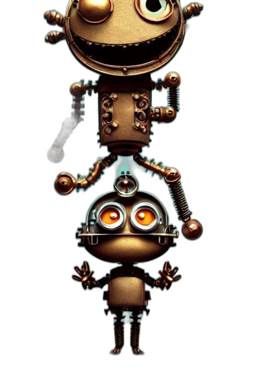 robot, staff, weapon, animal, concept art, 3d render, pixel art, cartoon transparent PNG cut-out