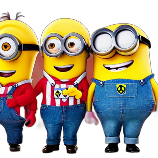 3d render, concept art, mcdonald, happy, meal, mascot, minions, gunfight transparent PNG cut-out