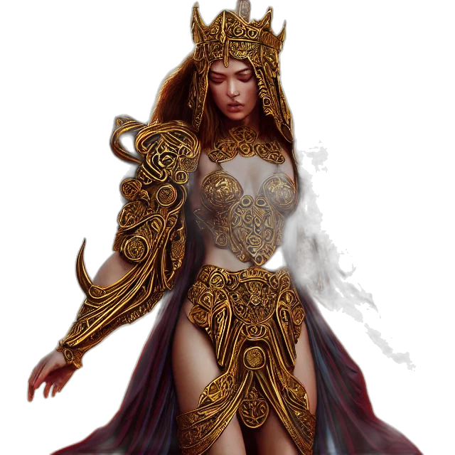 fantasy art, concept art, comic book art, pixel art, golden, dark, beautiful, angel transparent PNG cut-out