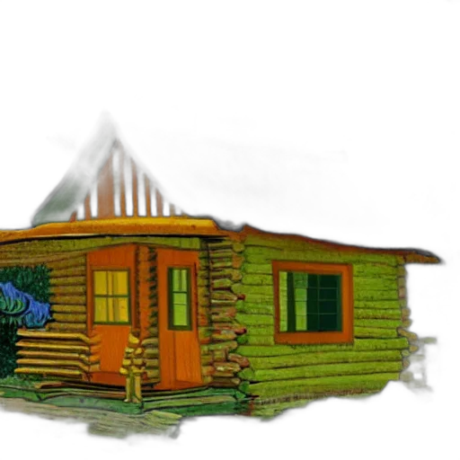 building, 3d render, concept art, photorealistic, pixel art, forest, log, cabin transparent PNG cut-out