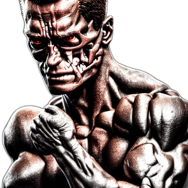 face, comic book art, concept art, photorealistic, cyberpunk, terminator, fit, body transparent PNG cut-out
