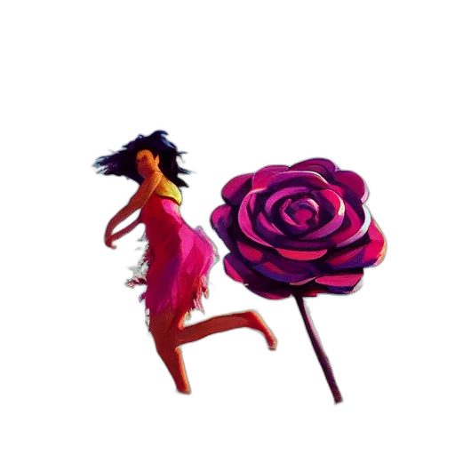 flower, dress, staff, umbrella, pixel art, concept art, 3d render, fantasy art transparent PNG cut-out