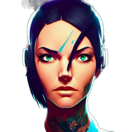 face, robot, mask, staff, cyberpunk, fantasy art, concept art, comic book art transparent PNG cut-out