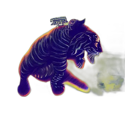 animal, concept art, watercolor, fantasy art, 3d render, tiger, made, electricity transparent PNG cut-out