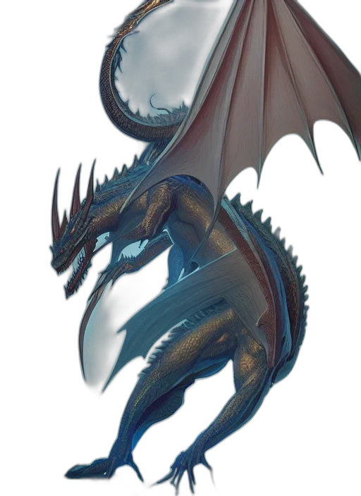 dragon, creature, animal, staff, concept art, fantasy art, 3d render, photorealistic transparent PNG cut-out