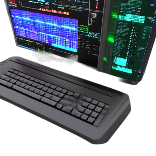 cyberpunk, 3d render, computer, generated transparent PNG cut-out