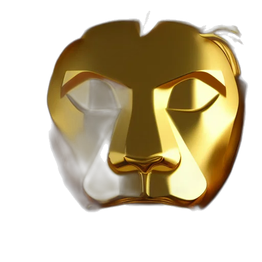 mask, crown, face, jewelry, 3d render, concept art, photorealistic, golden transparent PNG cut-out