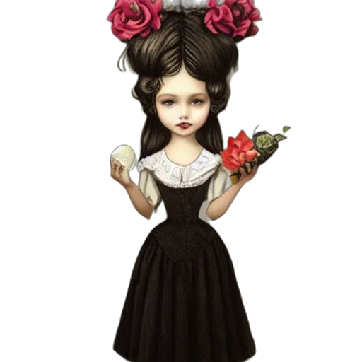dress, jewelry, crown, flower, fantasy art, concept art, photorealistic, cartoon transparent PNG cut-out