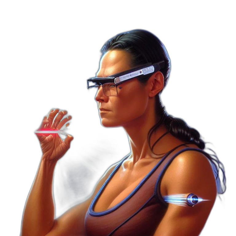 cyberpunk, photorealistic, concept art, comic book art, blue, epic, portrait, slightly transparent PNG cut-out