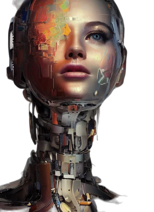 robot, face, cyberpunk, concept art transparent PNG cut-out