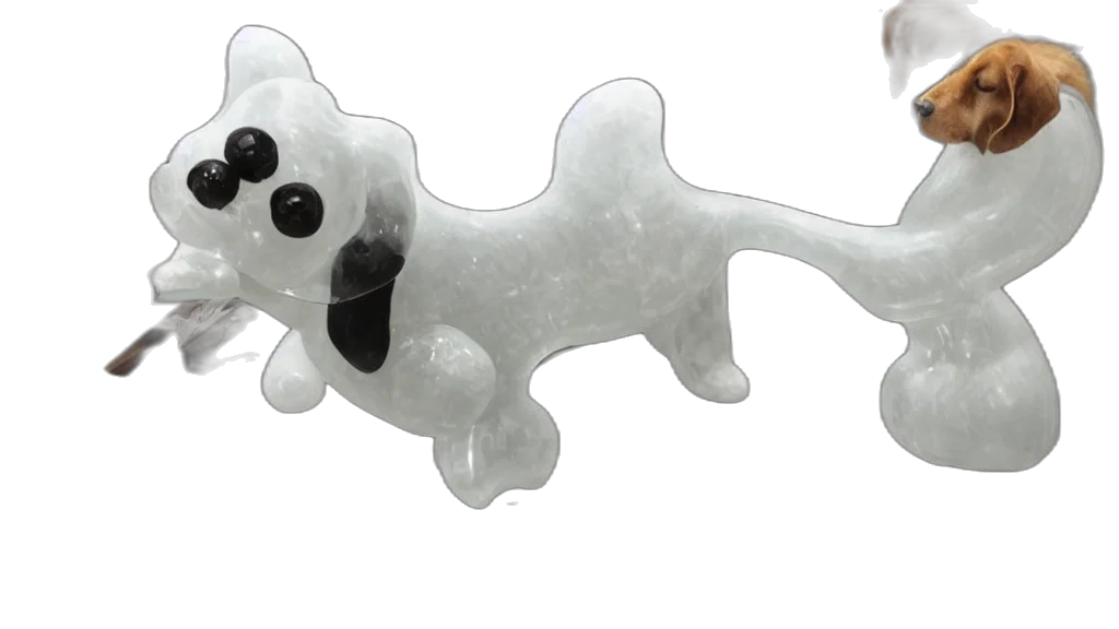 animal, creature, 3d render, dog, shaped, glass, blowing transparent PNG cut-out