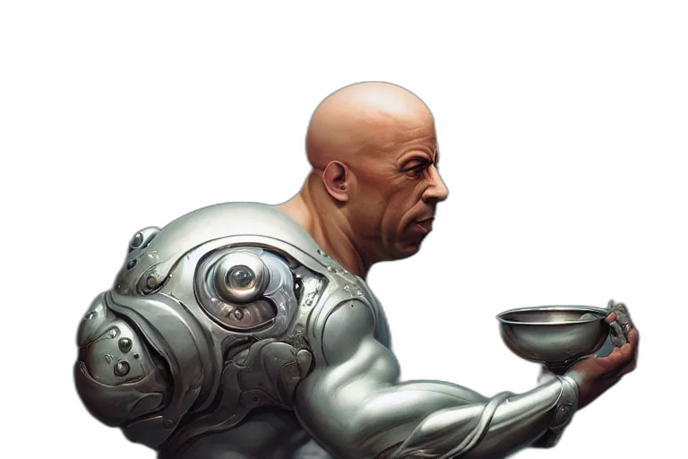 robot, food, face, weapon, concept art, comic book art, fantasy art, photorealistic transparent PNG cut-out