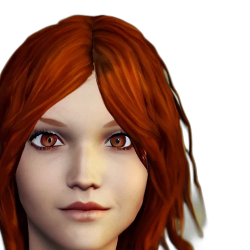 face, photorealistic, 3d render, fantasy art, concept art, ginger, hair, girl transparent PNG cut-out
