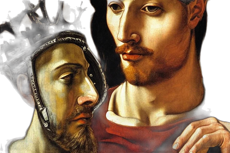 crown, face, photorealistic, oil painting, detailed, sitting, oil, painting transparent PNG cut-out