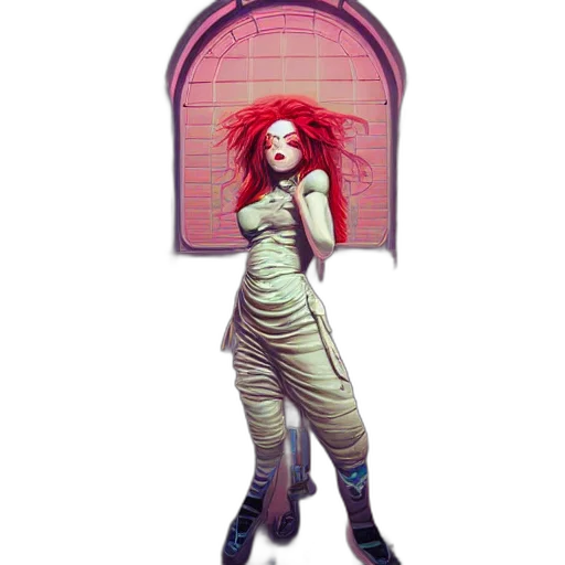 dress, jacket, hair, staff, comic book art, concept art, cyberpunk, fantasy art transparent PNG cut-out