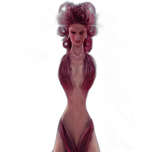 hair, dress, creature, concept art, fantasy art, 3d render, comic book art, outer space transparent PNG cut-out