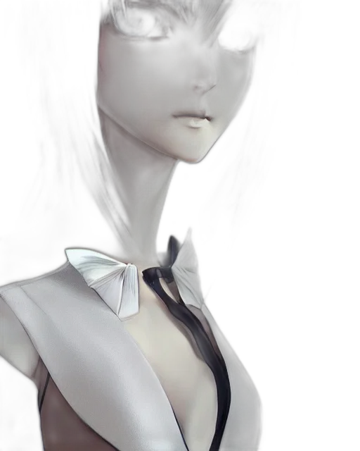 robot, dress, face, staff, concept art, 3d render, photorealistic, fantasy art transparent PNG cut-out