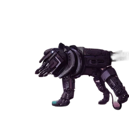 robot, animal, weapon, creature, 3d render, concept art, cyberpunk, vaporwave transparent PNG cut-out