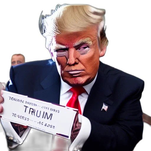 mask, weapon, photorealistic, concept art, 3d render, donald, trump, getting transparent PNG cut-out