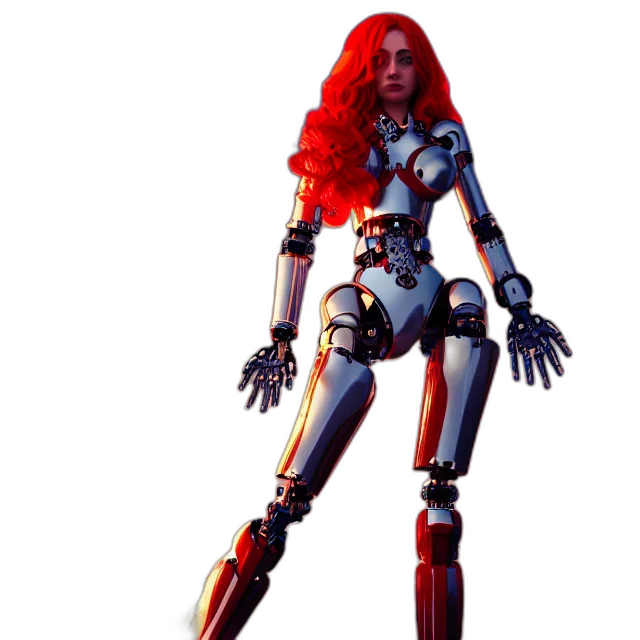 robot, concept art, 3d render, comic book art transparent PNG cut-out