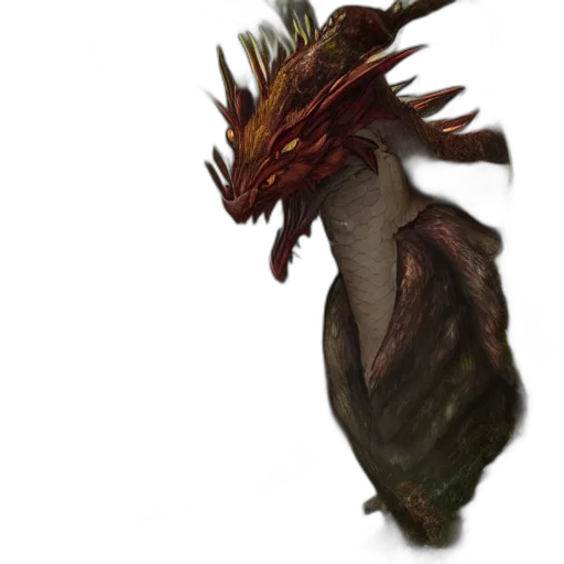 dragon, creature, staff, animal, concept art, fantasy art, 3d render, watercolor transparent PNG cut-out