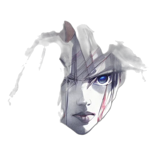 face, mask, creature, crown, watercolor, concept art, anime, fantasy art transparent PNG cut-out