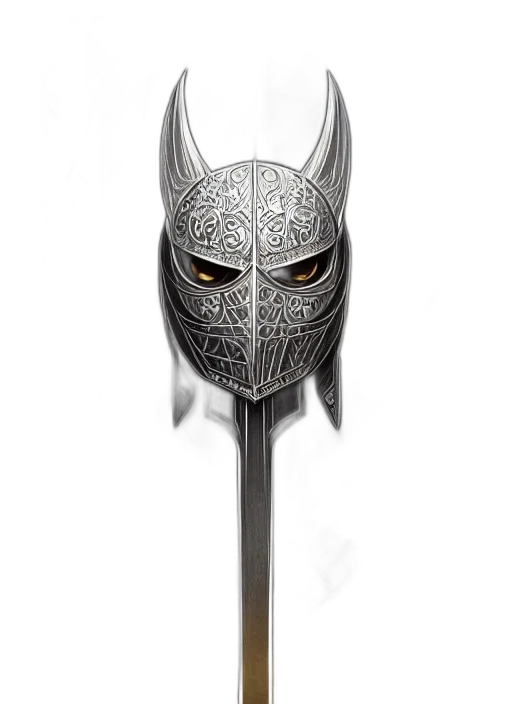 mask, sword, weapon, staff, fantasy art, concept art, comic book art, 3d render transparent PNG cut-out