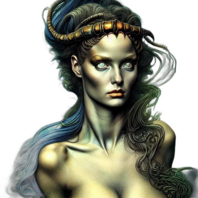 jewelry, crown, face, fantasy art, concept art, photorealistic, comic book art, green transparent PNG cut-out