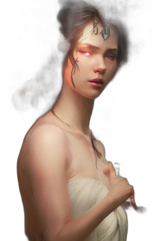 dress, face, crown, jewelry, fantasy art, concept art, photorealistic, oil painting transparent PNG cut-out
