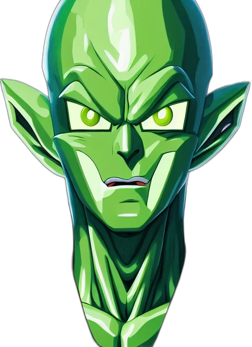mask, face, staff, concept art, cartoon, comic book art, 3d render, green transparent PNG cut-out