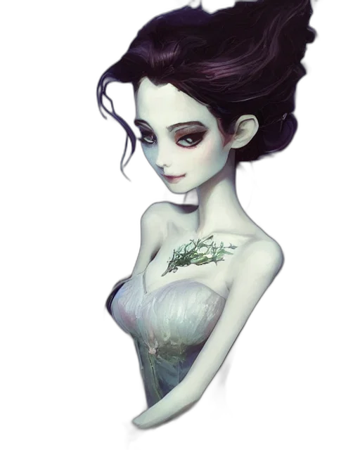 dress, jewelry, crown, creature, fantasy art, concept art, watercolor, photorealistic transparent PNG cut-out