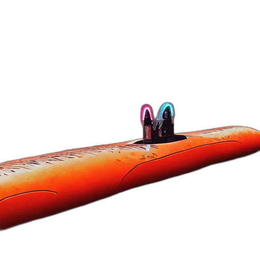weapon, shoes, car, hair, 3d render, concept art, submarine, orange transparent PNG cut-out