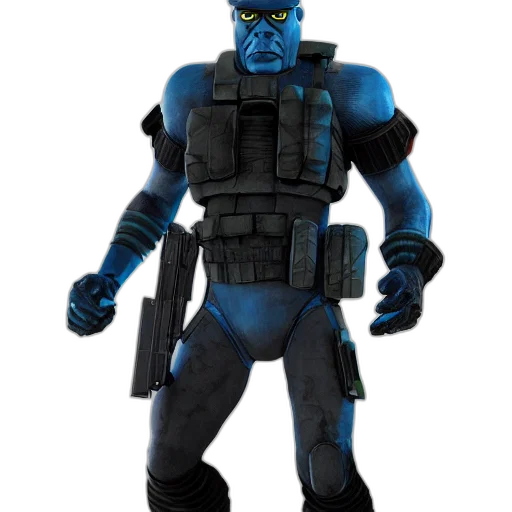 3d render, concept art, comic book art, blue transparent PNG cut-out