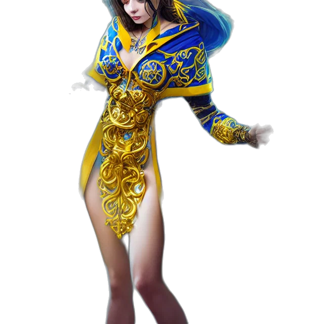 dress, staff, concept art, fantasy art, 3d render, photorealistic, blue, beautiful transparent PNG cut-out