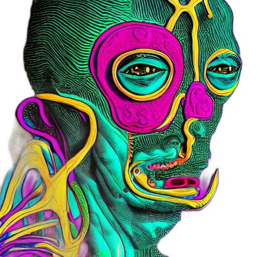 mask, face, creature, robot, cyberpunk, vaporwave, fantasy art, photorealistic transparent PNG cut-out
