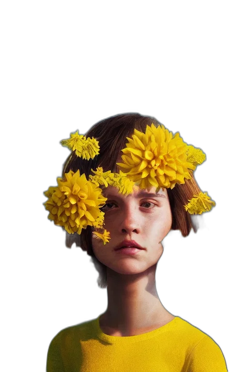 crown, face, flower, mask, photorealistic, 3d render, concept art, oil painting transparent PNG cut-out